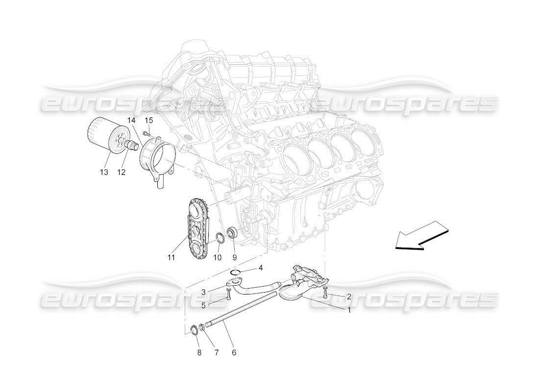 Maserati QTP. (2010) 4.2 auto lubrication system: pump and filter Part Diagram