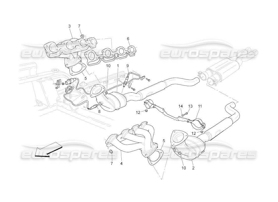 Maserati QTP. (2010) 4.2 auto pre-catalytic converters and catalytic converters Part Diagram