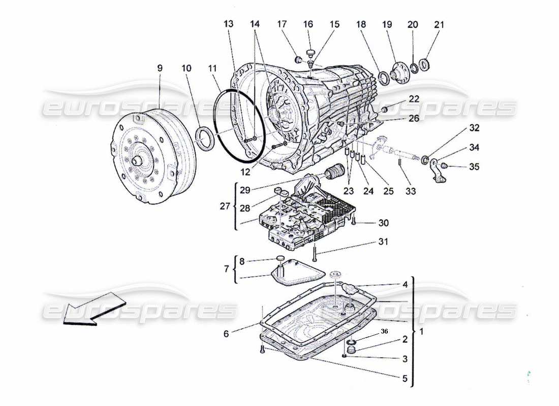 Maserati QTP. (2010) 4.2 auto gearbox housings Part Diagram