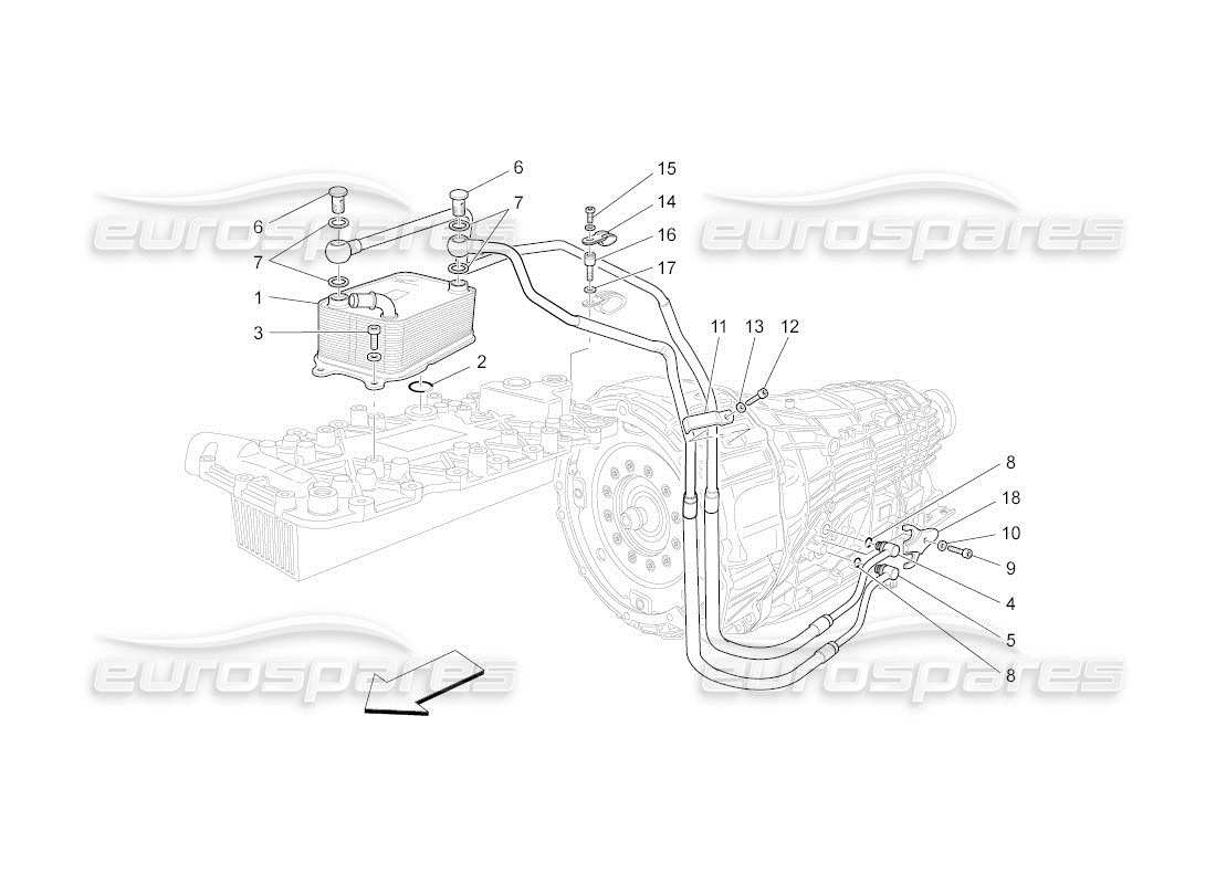 Maserati QTP. (2010) 4.2 auto lubrication and gearbox oil cooling Part Diagram