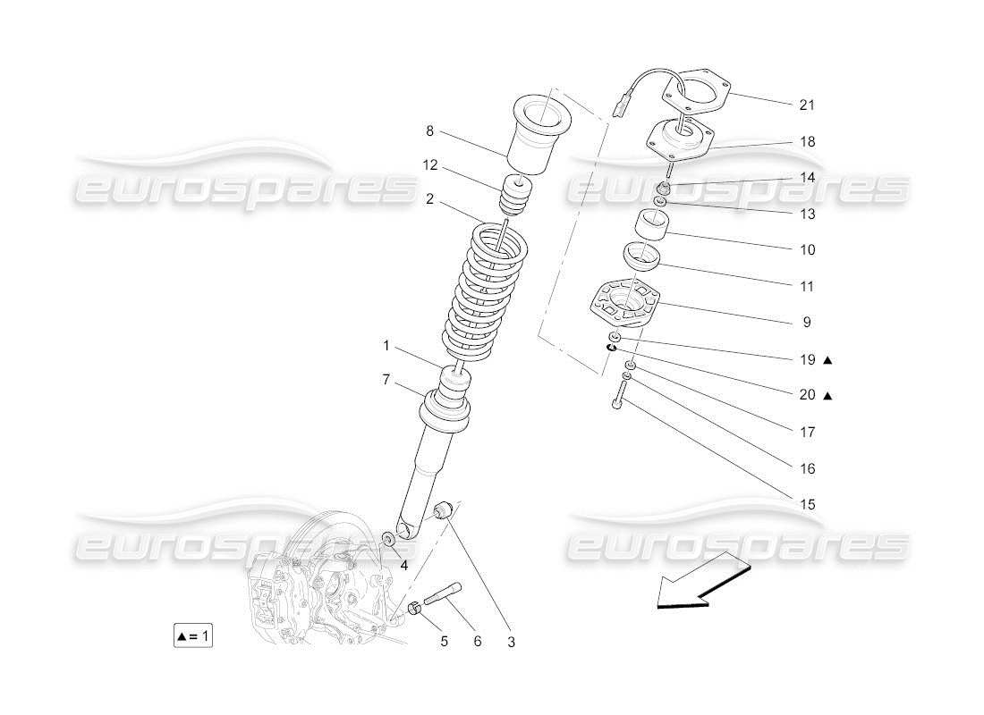 Maserati QTP. (2010) 4.2 auto rear shock absorber devices Part Diagram