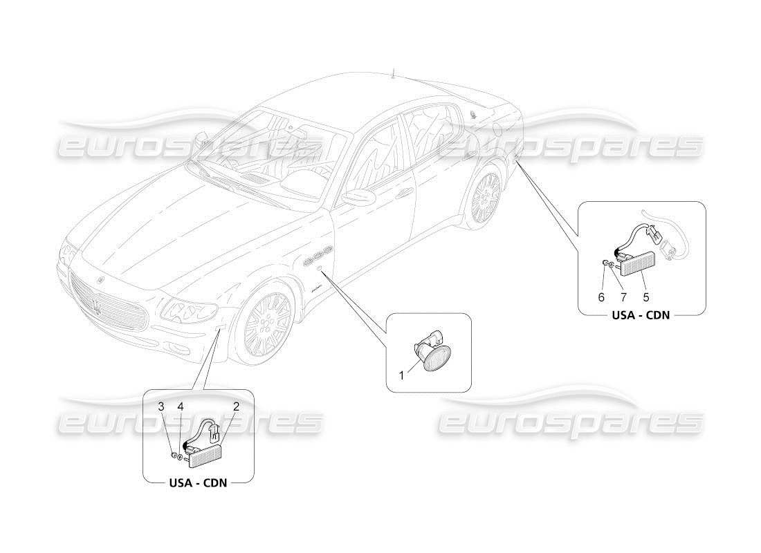 Maserati QTP. (2010) 4.2 auto Side Light Clusters Part Diagram