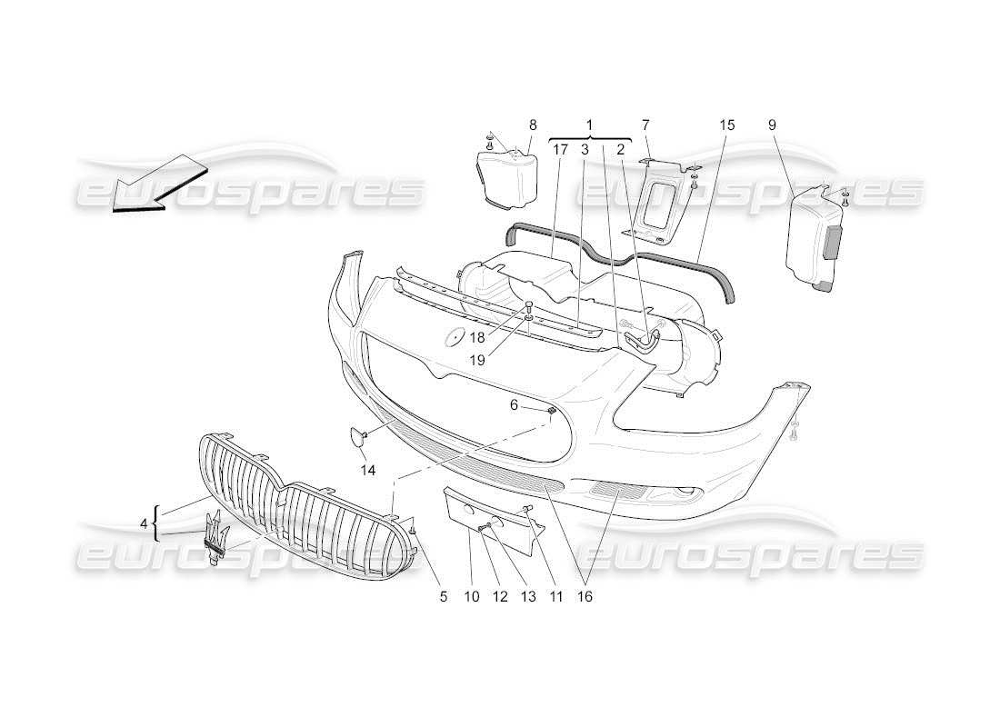 Maserati QTP. (2010) 4.2 auto FRONT BUMPER Part Diagram