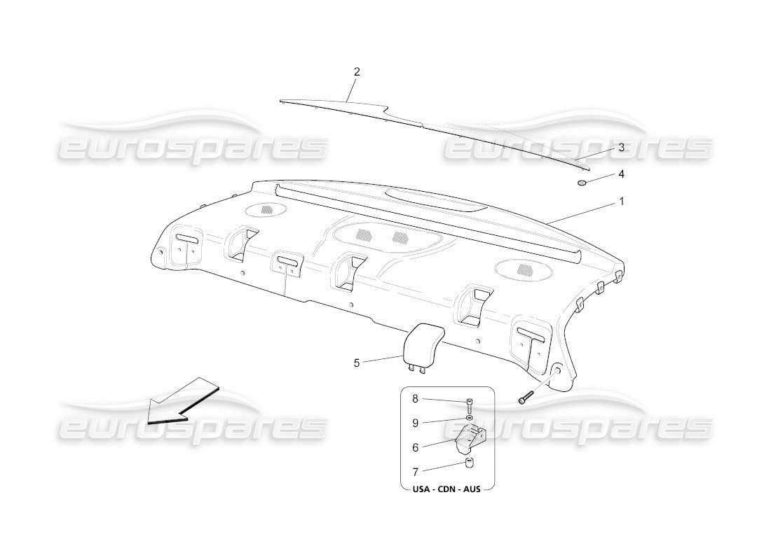 Maserati QTP. (2010) 4.2 auto rear parcel shelf Part Diagram