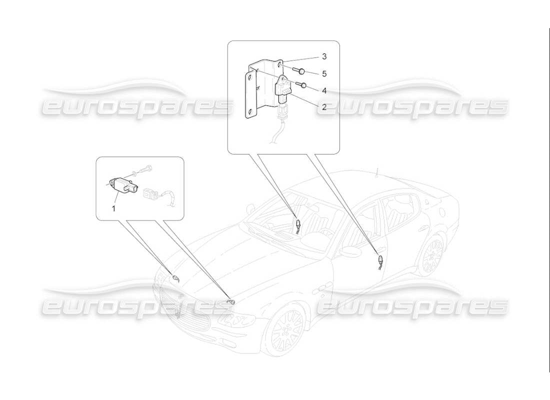 Maserati QTP. (2010) 4.7 auto CRASH SENSORS Part Diagram