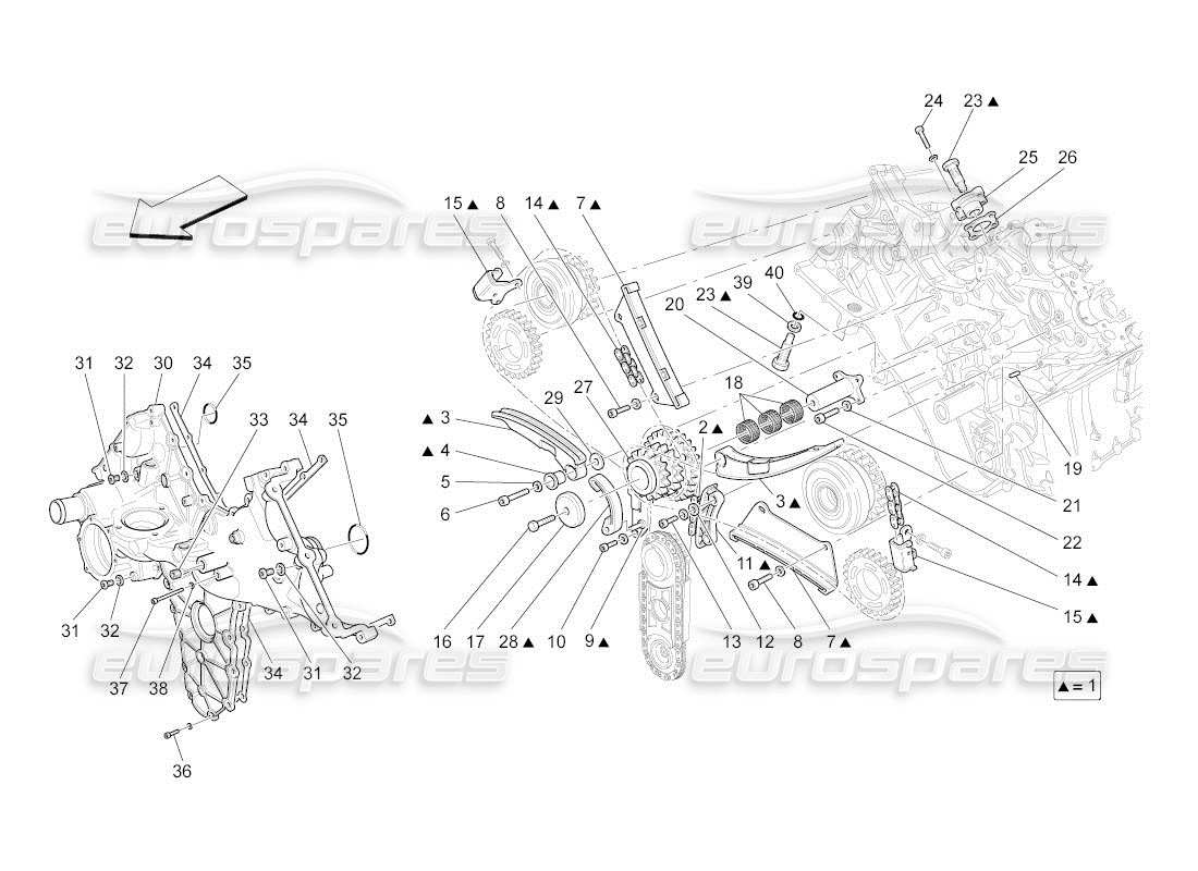 Maserati QTP. (2011) 4.2 auto timing Parts Diagram