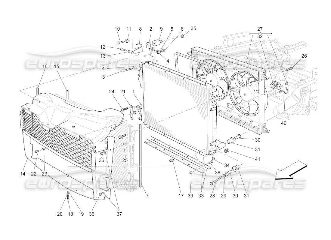 Maserati QTP. (2011) 4.2 auto cooling: air radiators and ducts Parts Diagram