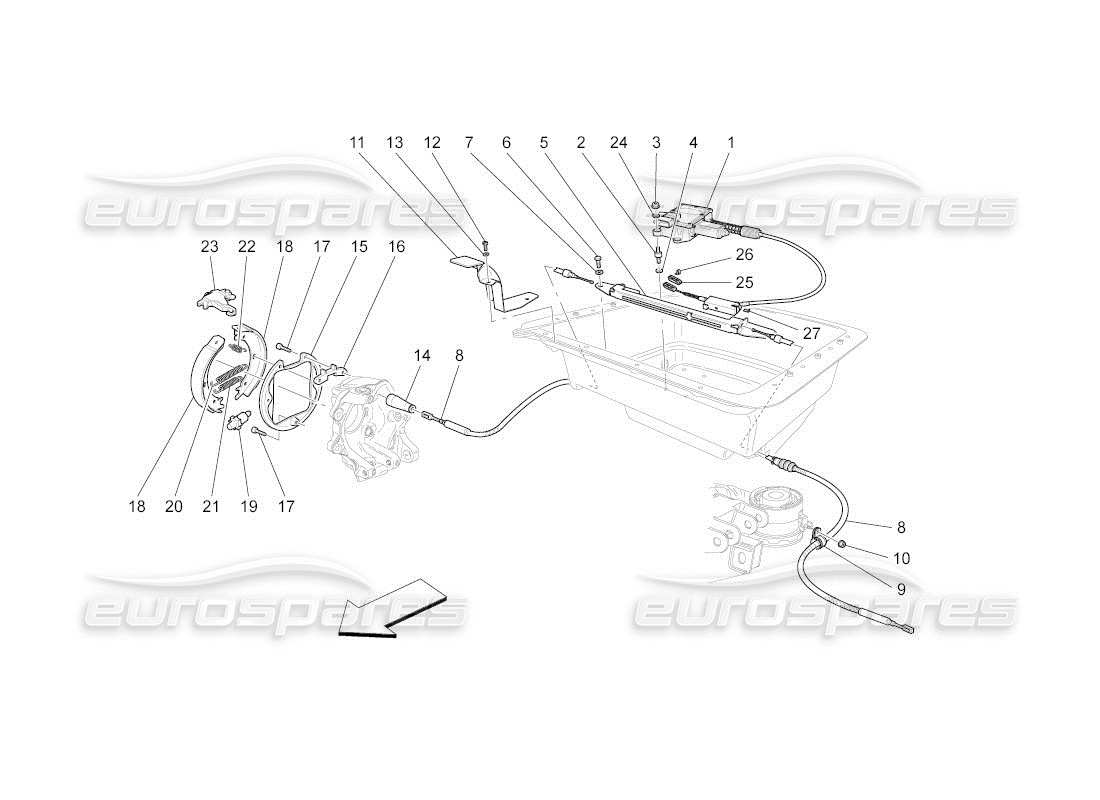 Maserati QTP. (2011) 4.2 auto Handbrake Parts Diagram