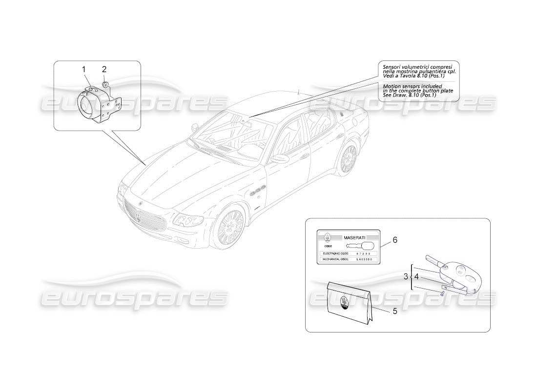 Maserati QTP. (2011) 4.2 auto alarm and immobilizer system Parts Diagram