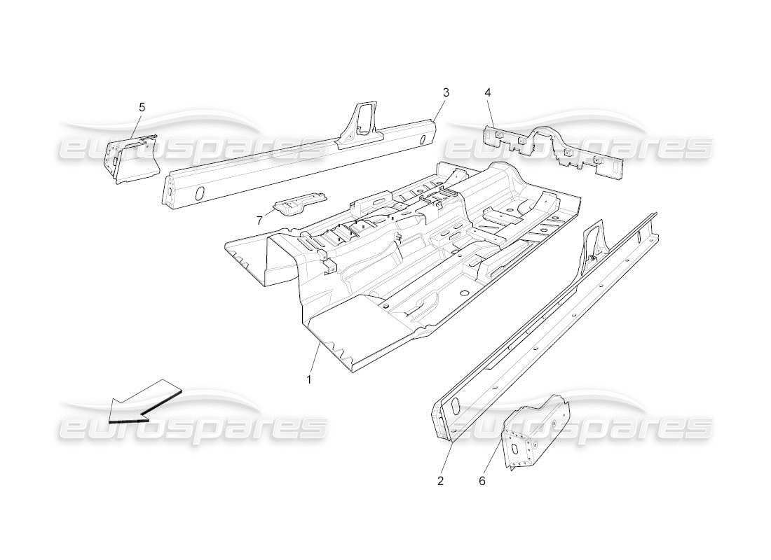 Maserati QTP. (2011) 4.2 auto central structural frames and sheet panels Parts Diagram