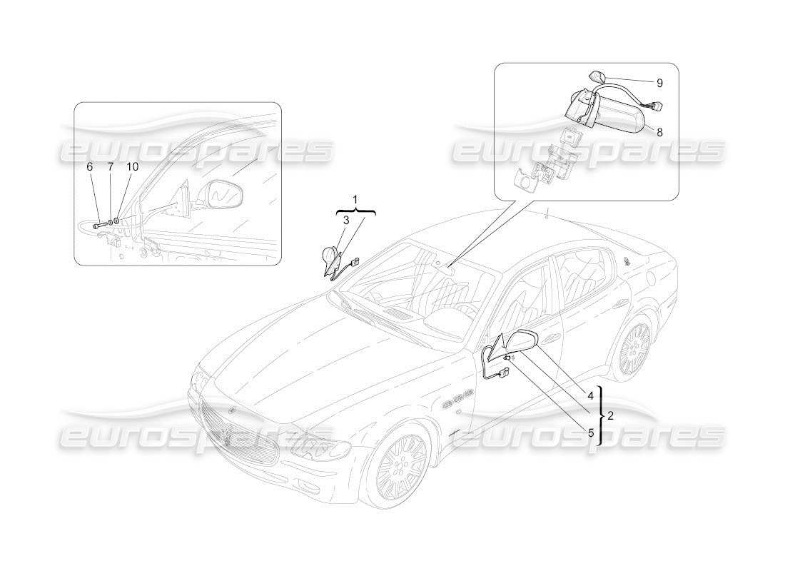 Maserati QTP. (2011) 4.2 auto internal and external rear-view mirrors Parts Diagram