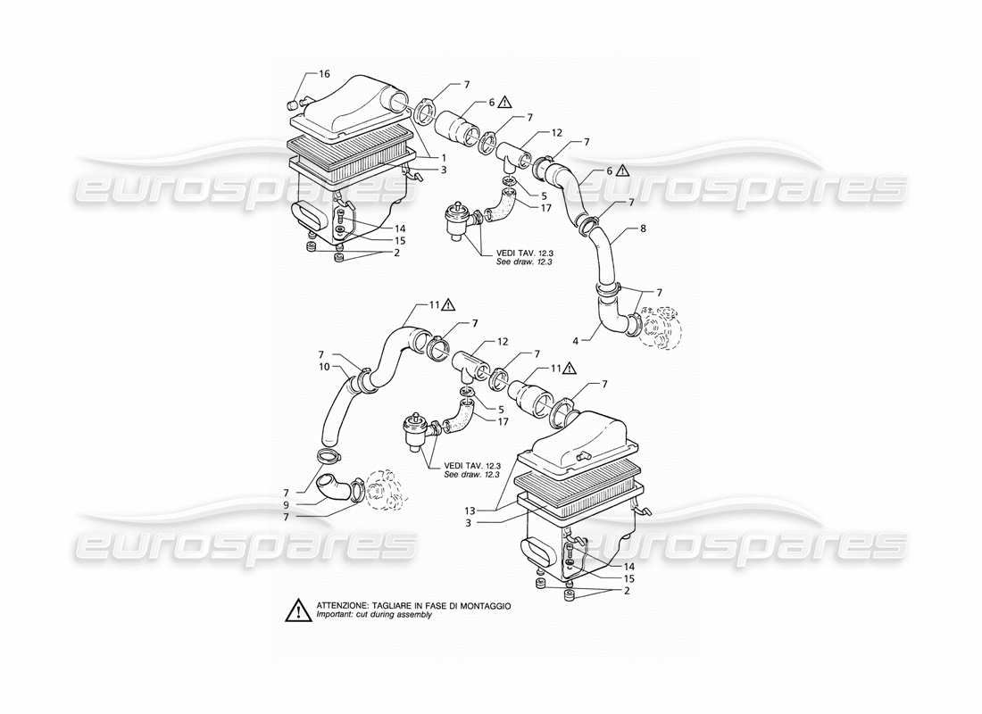 Maserati QTP V6 (1996) Air Filter and Ducts Parts Diagram