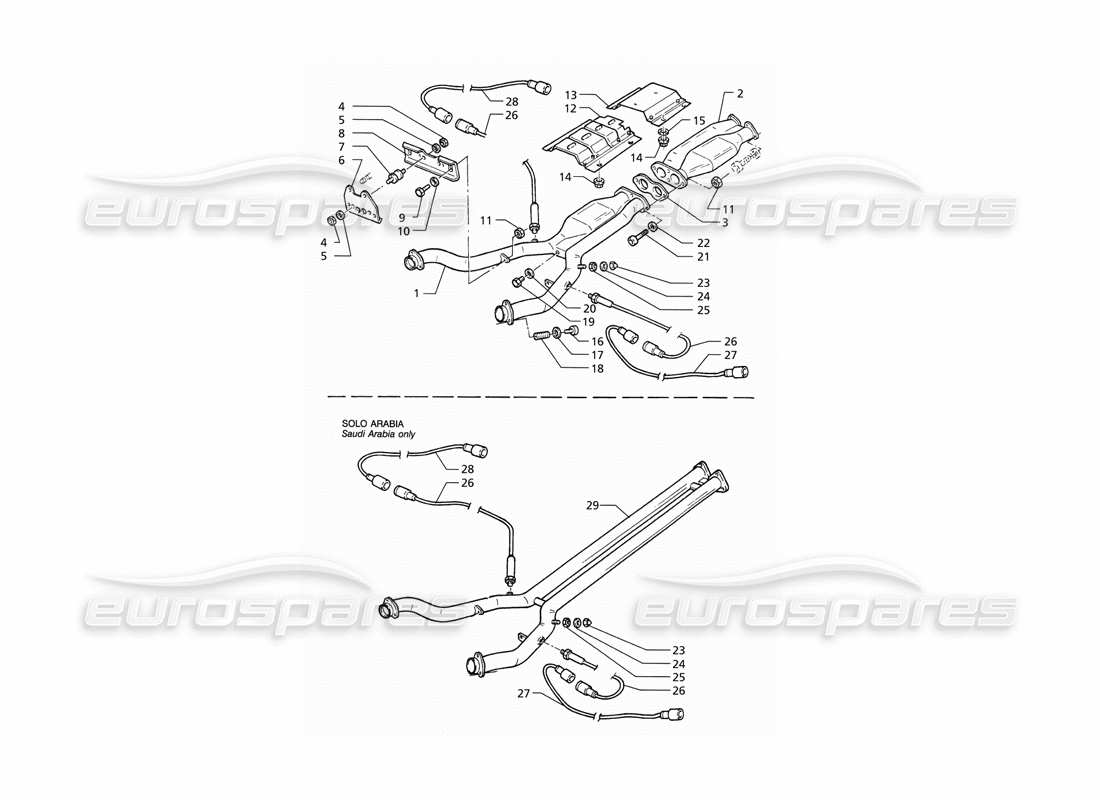 Maserati QTP V6 (1996) Front Exhaust System Parts Diagram
