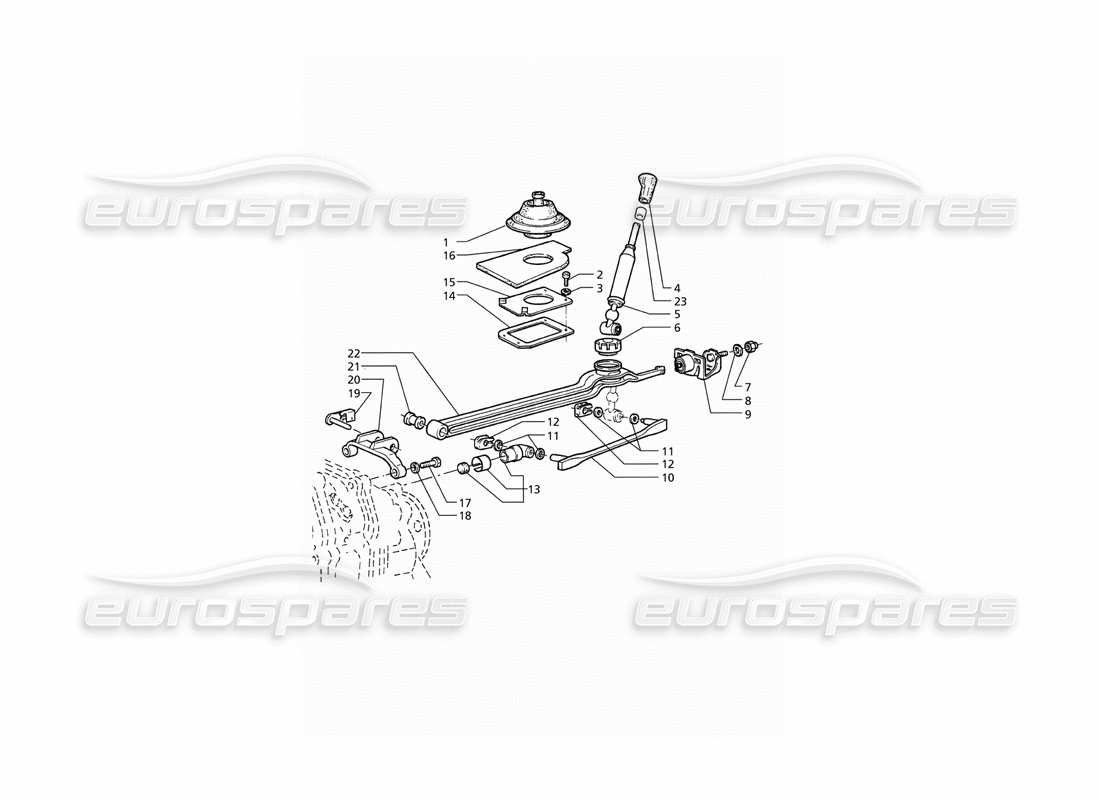 Maserati QTP V6 (1996) Getrag Transmission 6 Speed: Outside Controls Parts Diagram