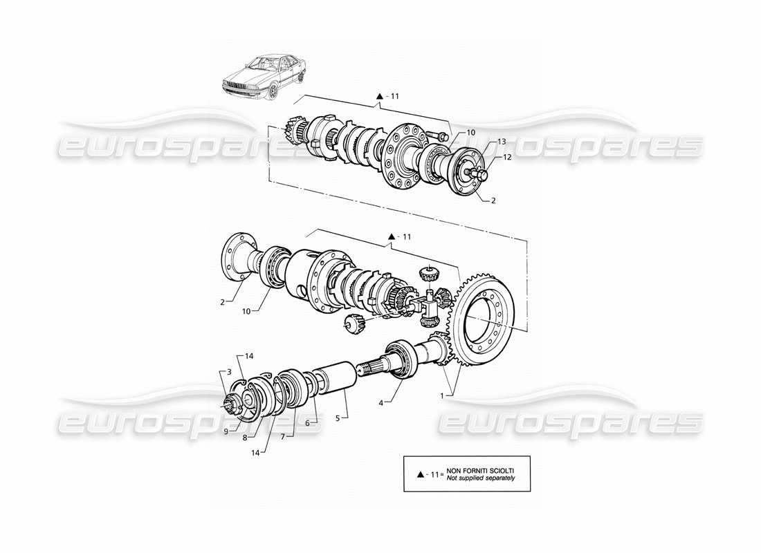 Maserati QTP V6 (1996) Differential Internal Parts Parts Diagram