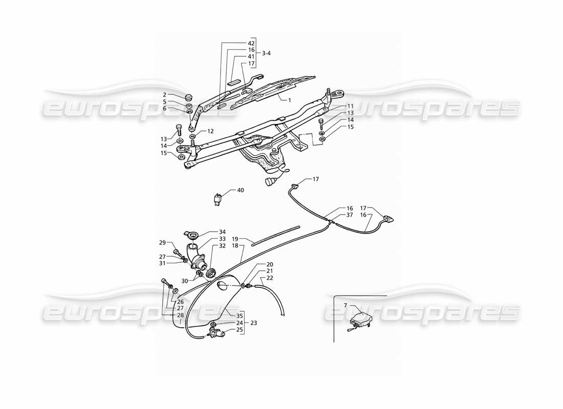 Maserati QTP V6 (1996) Windscreen Wiper and Washer (RHD) Parts Diagram