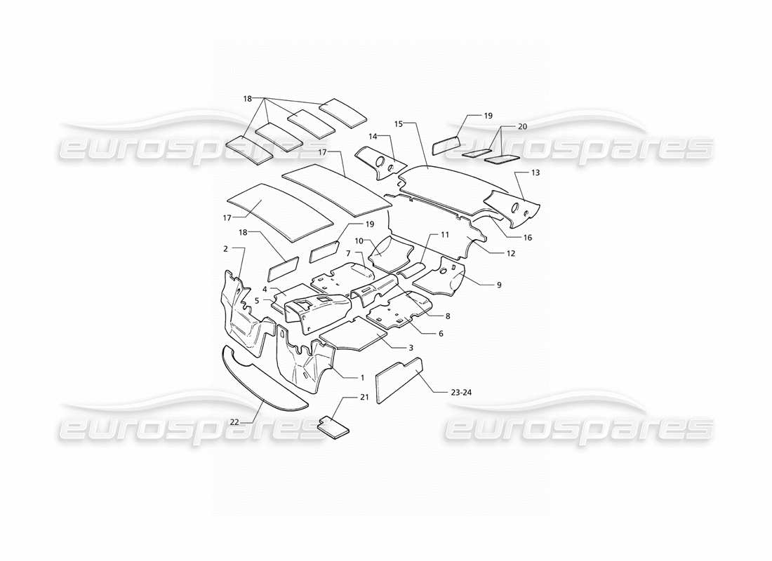 Maserati QTP V6 (1996) Insulation (RHD) Parts Diagram