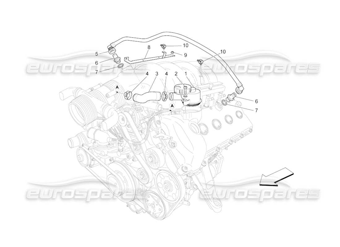 Maserati GranCabrio (2010) 4.7 oil vapour recirculation system Parts Diagram