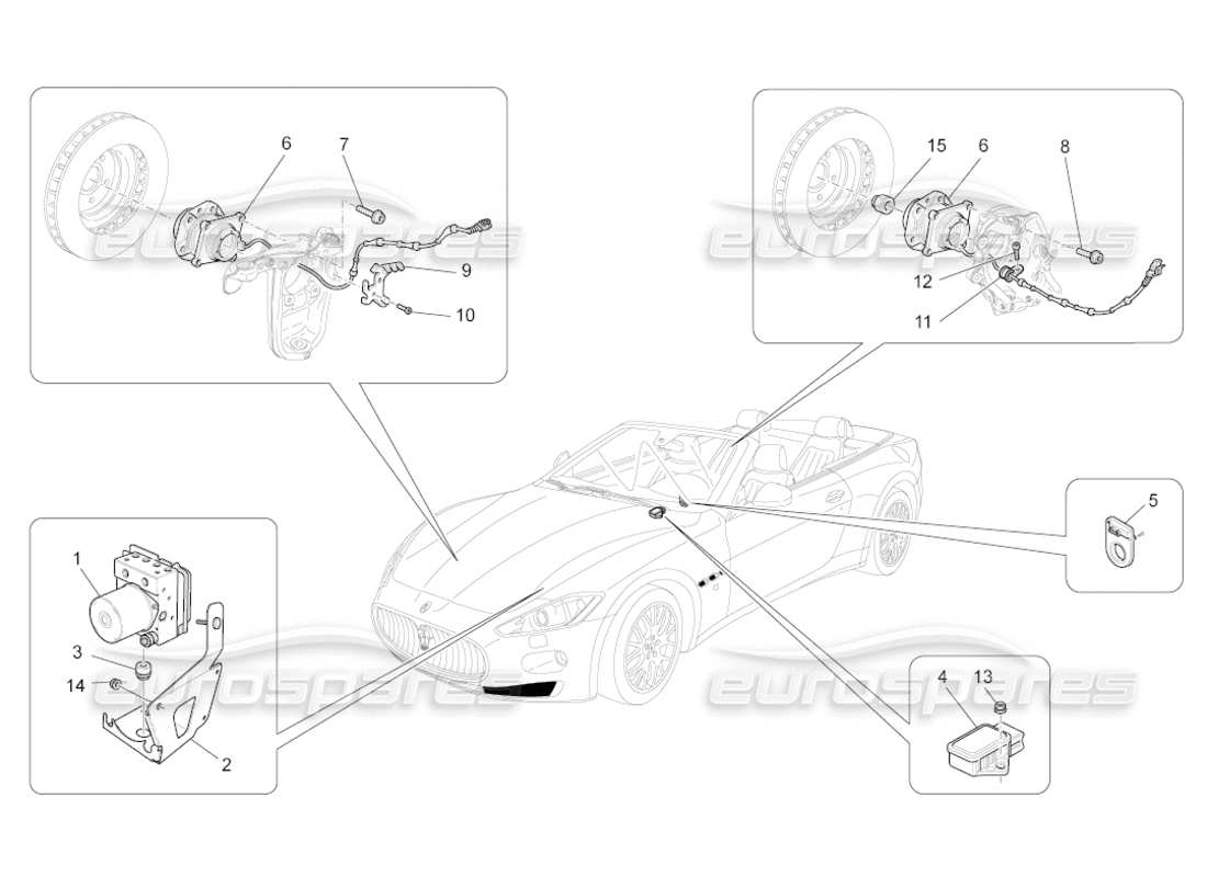 Maserati GranCabrio (2010) 4.7 braking control systems Parts Diagram