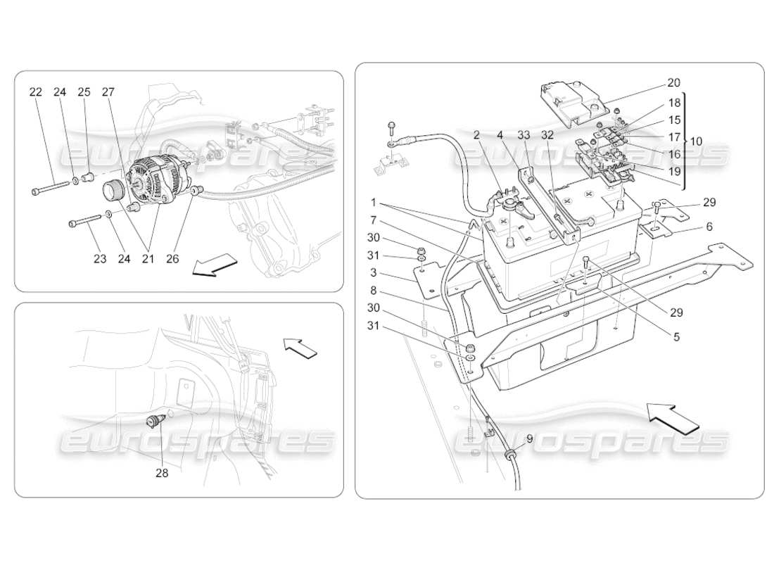 Maserati GranCabrio (2010) 4.7 energy generation and accumulation Parts Diagram