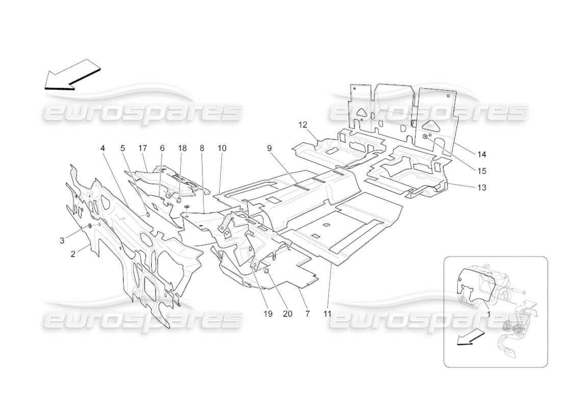 Maserati GranCabrio (2010) 4.7 sound-proofing panels inside the vehicle Parts Diagram
