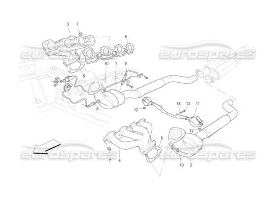 a part diagram from the Maserati GranCabrio (2010) 4.7 parts catalogue