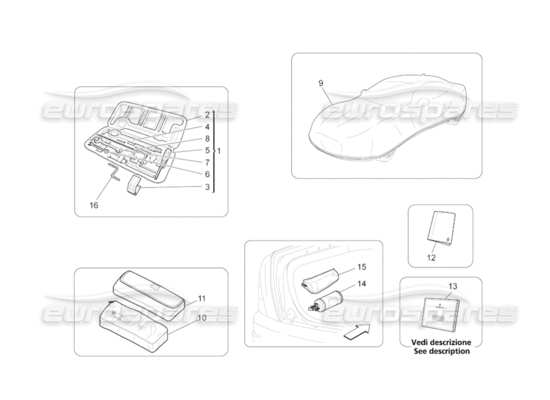 a part diagram from the Maserati GranCabrio (2010) 4.7 parts catalogue