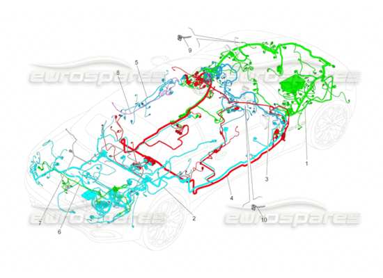 a part diagram from the Maserati GranCabrio (2010) 4.7 parts catalogue