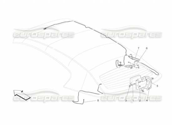 a part diagram from the Maserati GranCabrio (2010) 4.7 parts catalogue