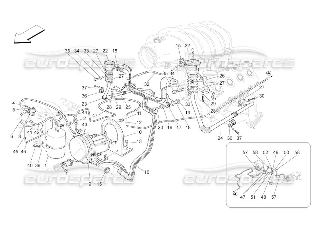 Maserati GranCabrio (2011) 4.7 additional air system Parts Diagram