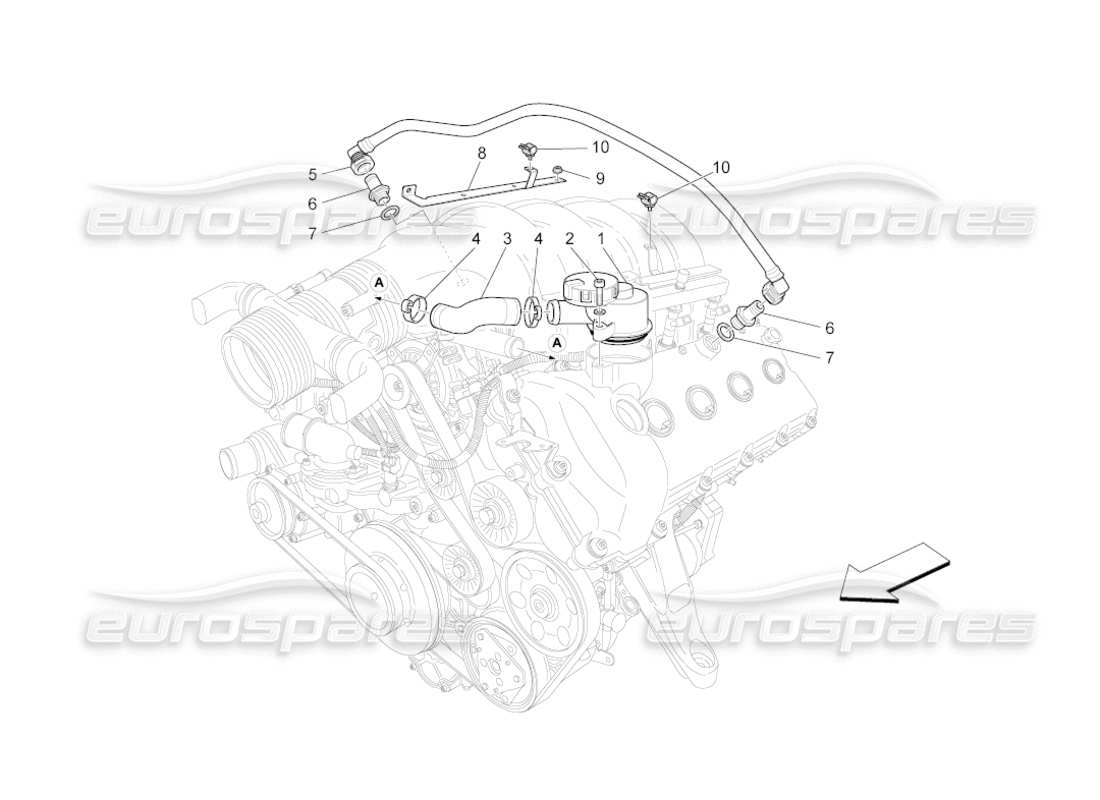 Maserati GranCabrio (2011) 4.7 oil vapour recirculation system Parts Diagram