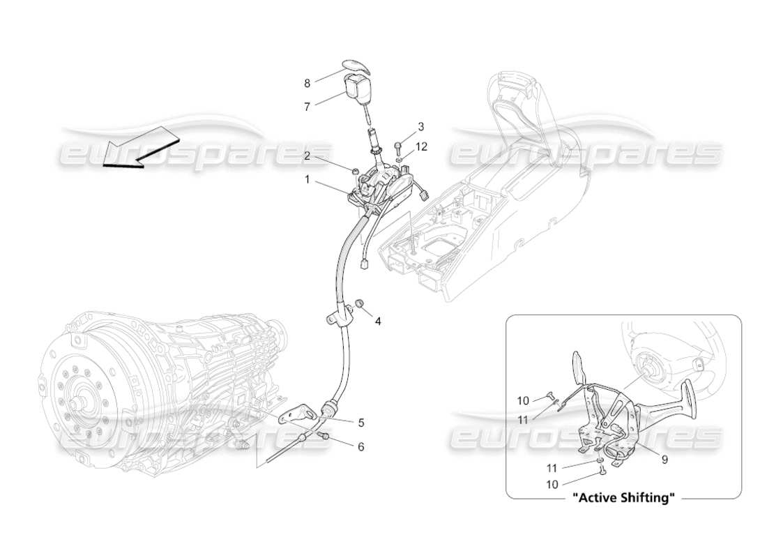 Maserati GranCabrio (2011) 4.7 driver controls for automatic gearbox Parts Diagram