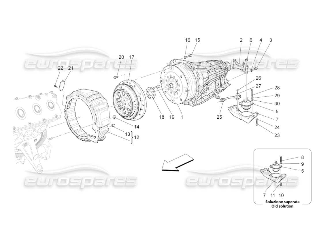 Maserati GranCabrio (2011) 4.7 gearbox housings Parts Diagram