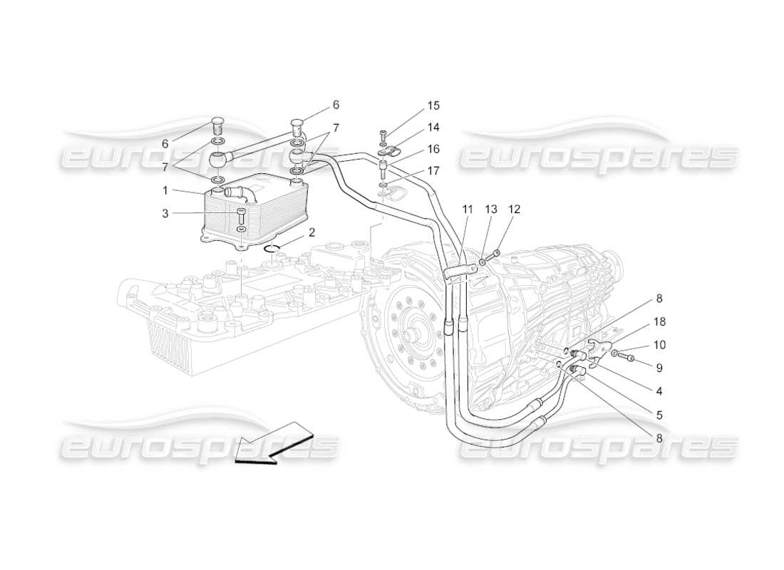 Maserati GranCabrio (2011) 4.7 lubrication and gearbox oil cooling Parts Diagram