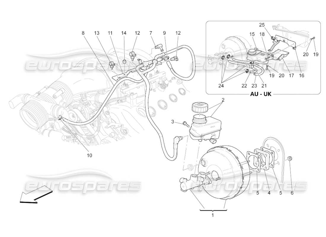 Maserati GranCabrio (2011) 4.7 brake servo system Parts Diagram