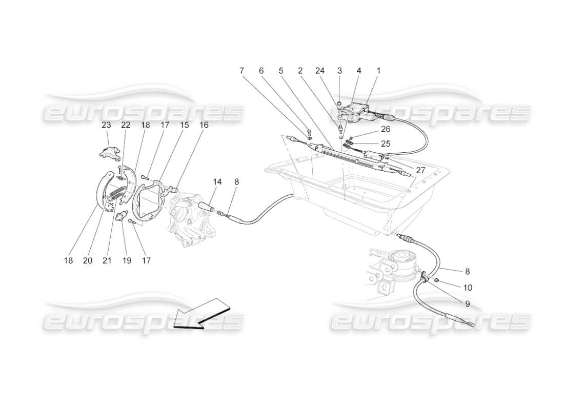 Maserati GranCabrio (2011) 4.7 Handbrake Parts Diagram