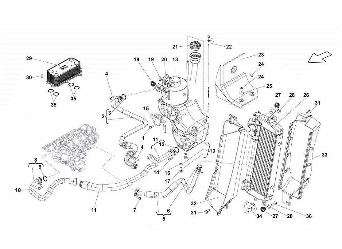 Lamborghini Gallardo LP560-4s update Oil System Radiator Parts Diagram