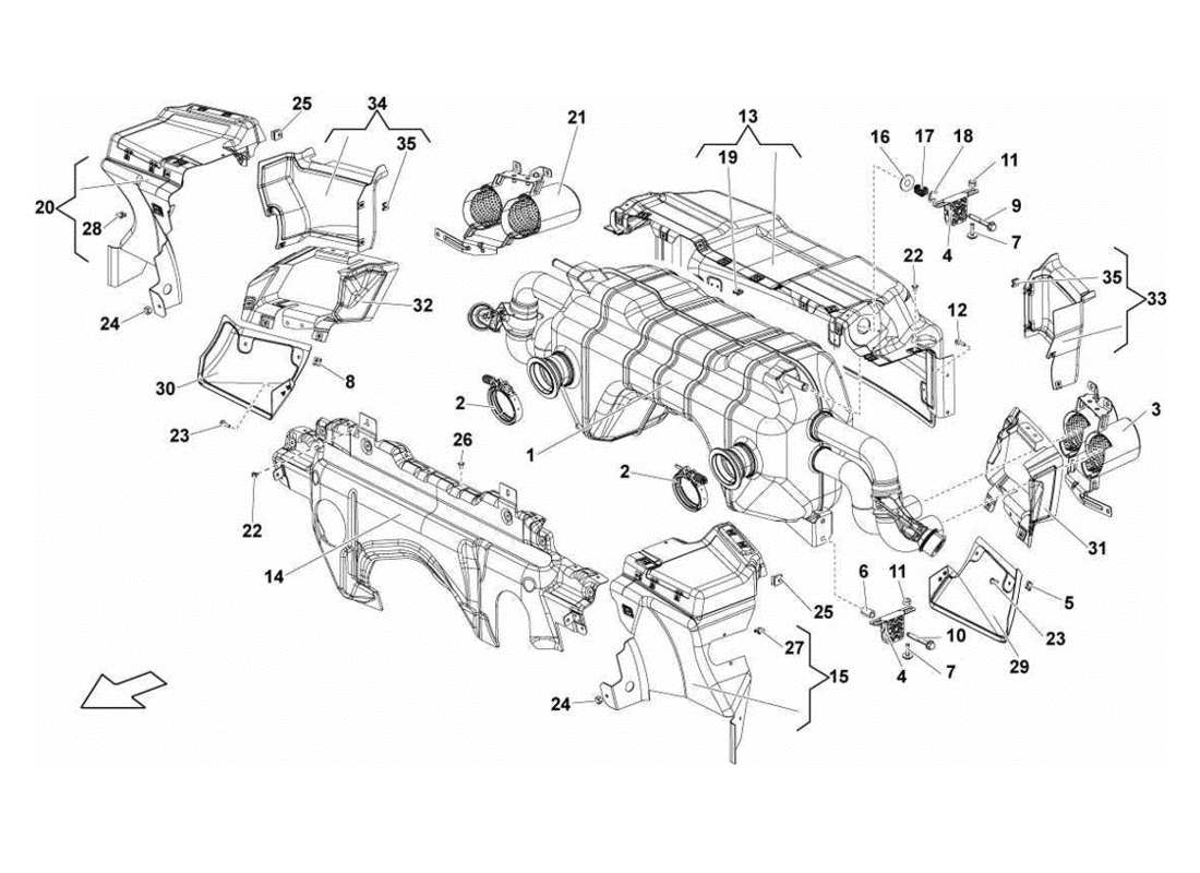 Lamborghini Gallardo LP560-4s update Exhaust System Parts Diagram