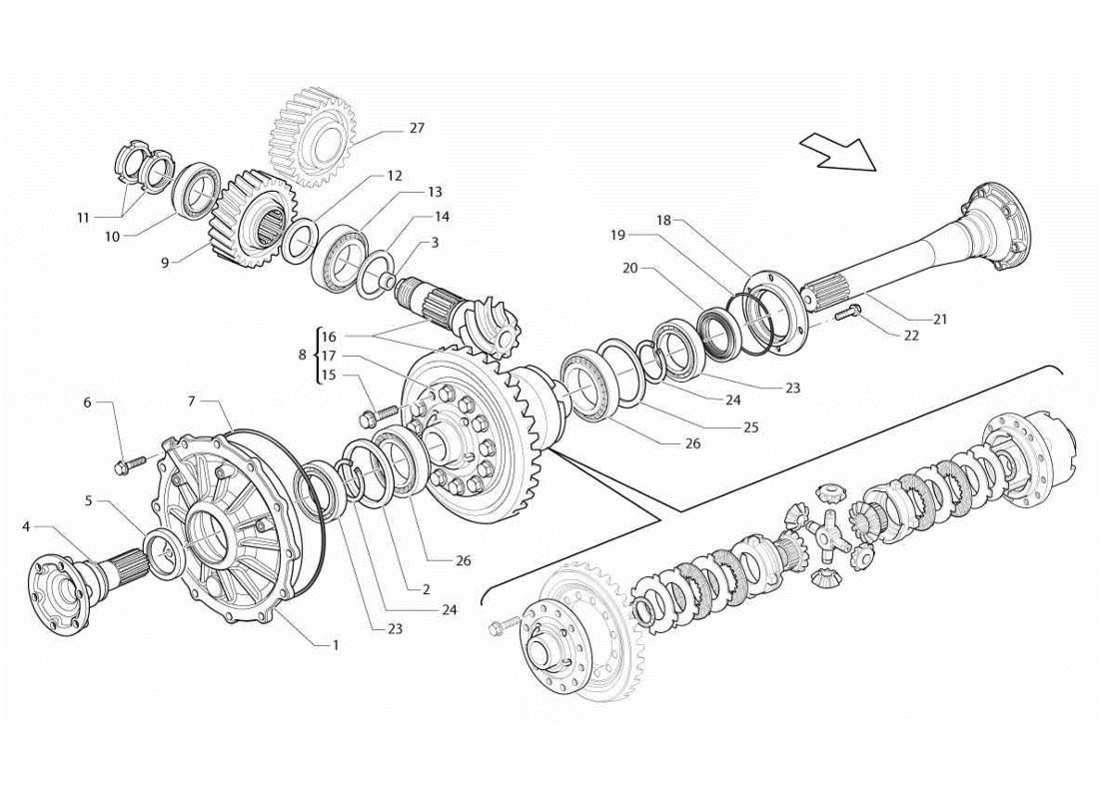 Lamborghini Gallardo LP560-4s update REAR DIFFERENTIAL Part Diagram