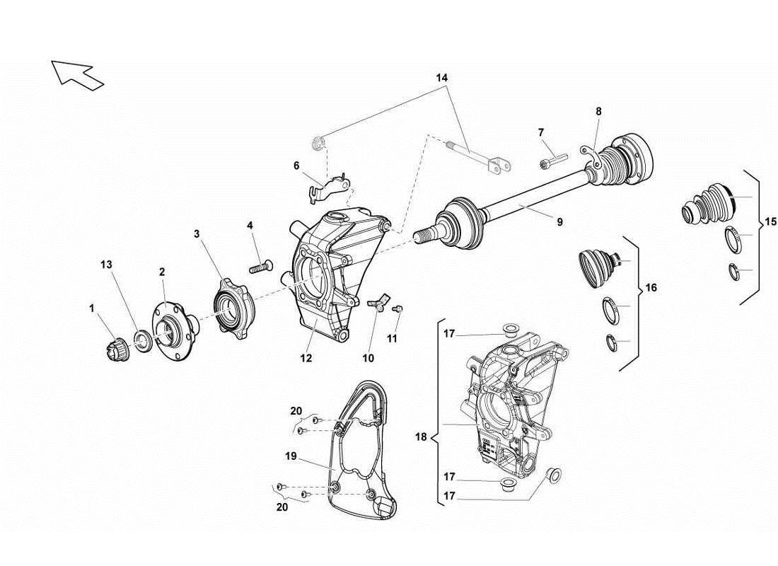 Lamborghini Gallardo LP560-4s update Rear Drive Shaft Part Diagram