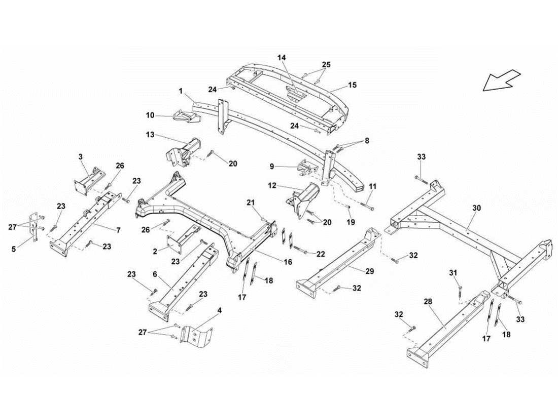 Lamborghini Gallardo LP560-4s update Rear Frame Attachments Parts Diagram