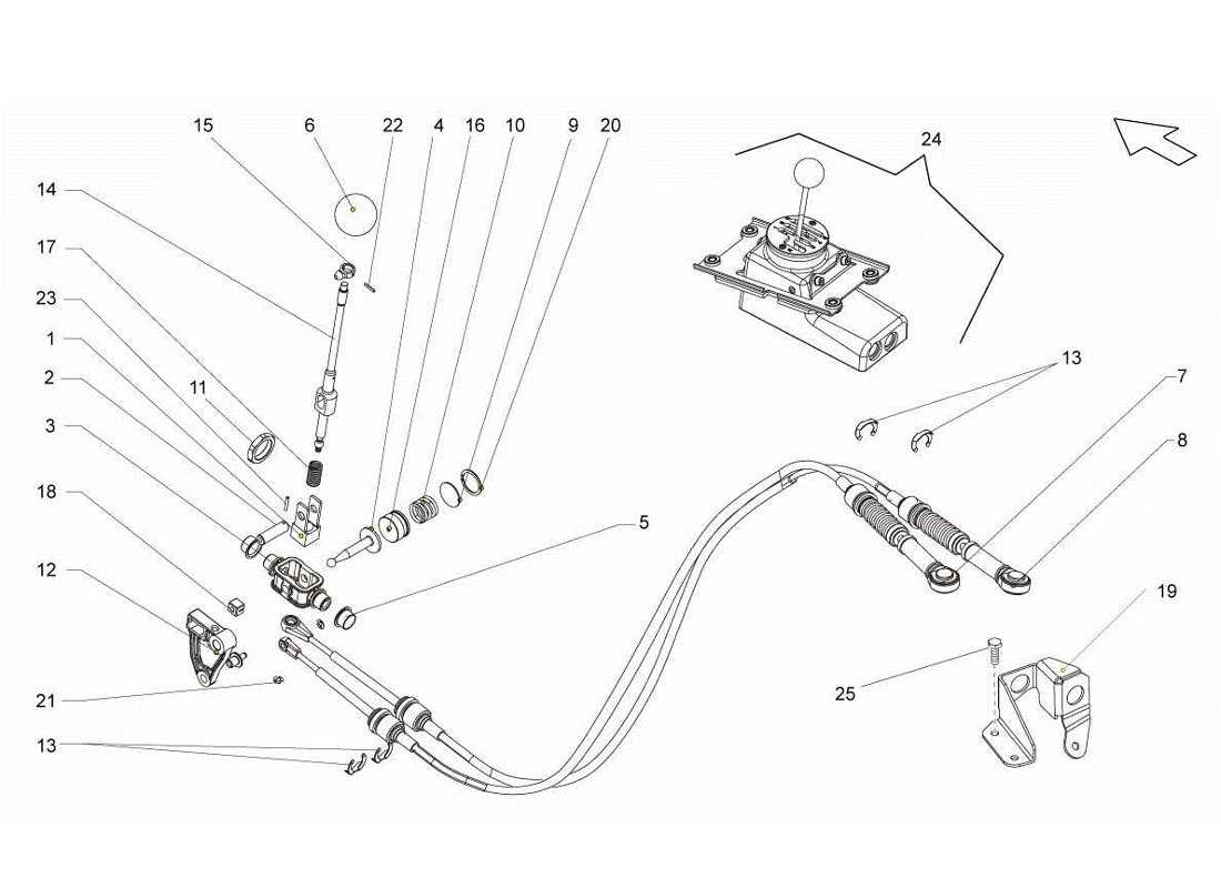 Lamborghini Gallardo LP560-4s update Manual Transmission Controls Parts Diagram