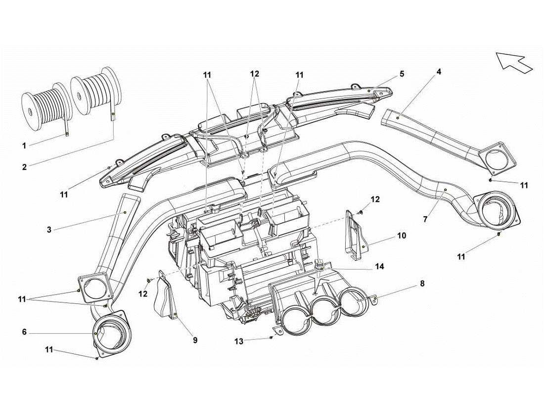 Lamborghini Gallardo LP560-4s update Dashboard Air Pipe Parts Diagram