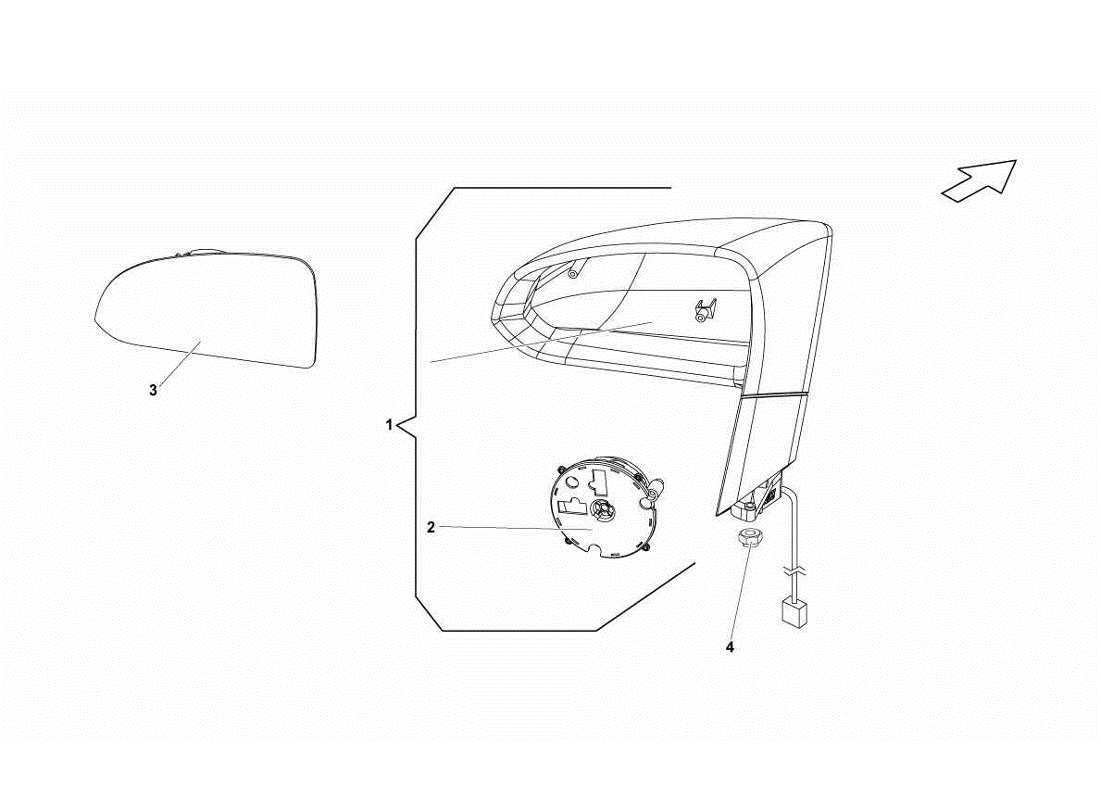 Lamborghini Gallardo LP560-4s update Exterior Rearview Mirror Parts Diagram