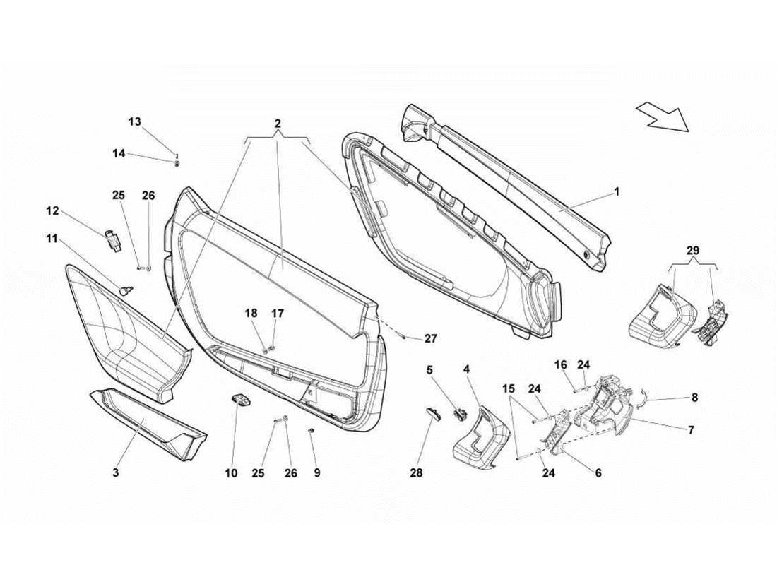 Lamborghini Gallardo LP560-4s update Doors Part Diagram