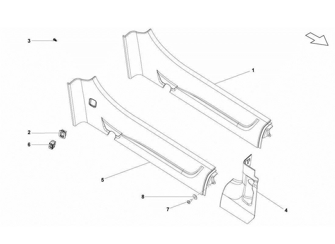 Lamborghini Gallardo LP560-4s update Inner Side Member Part Diagram