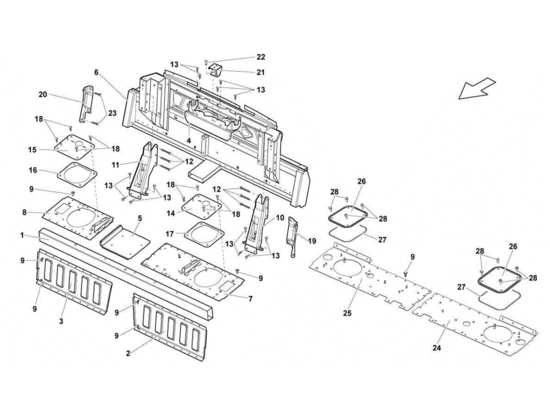 a part diagram from the Lamborghini Gallardo LP560-4s update parts catalogue