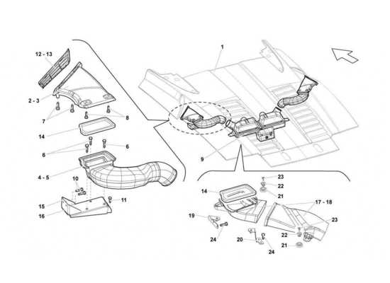 a part diagram from the Lamborghini Gallardo LP560-4s update parts catalogue