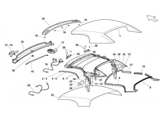 a part diagram from the Lamborghini Gallardo LP560-4s update parts catalogue