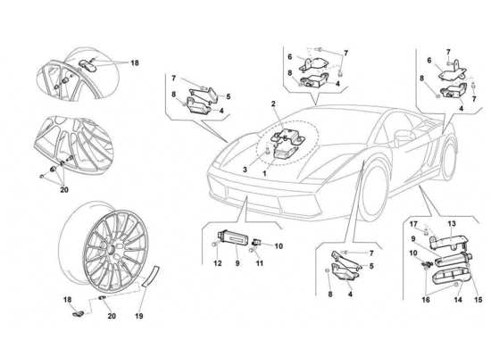 a part diagram from the Lamborghini Gallardo LP560-4s update parts catalogue